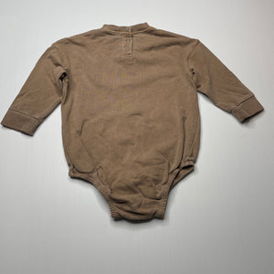 unisex Cotton On, brown cotton bodysuit / romper, FUC, size 1,  