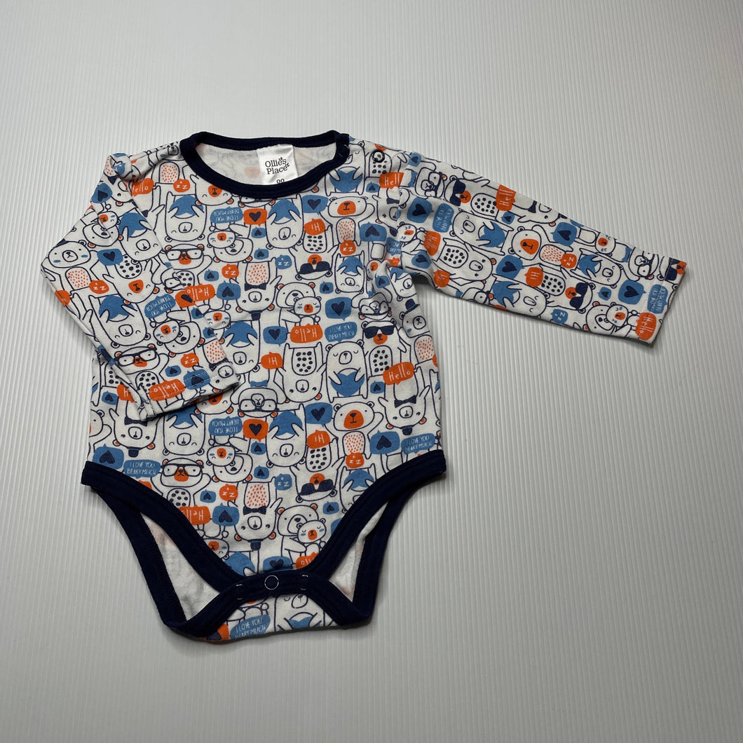 Boys Ollies Place, cotton bodysuit / romper, EUC, size 00,  