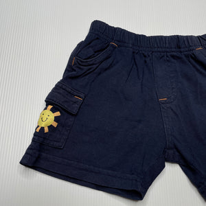 Boys Baby Biz, navy cotton shorts, elasticated, GUC, size 000,  