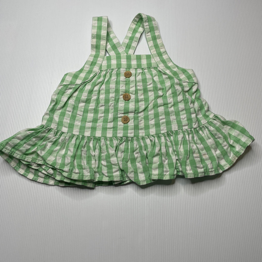 Girls Target, green check cotton summer top, EUC, size 1,  