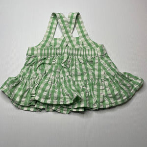 Girls Target, green check cotton summer top, EUC, size 1,  