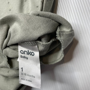 unisex Anko, green cotton singlet top, GUC, size 1,  