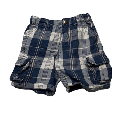 Boys Little Rebel, checked cotton cargo shorts, adjustable, GUC, size 0,  