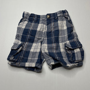 Boys Little Rebel, checked cotton cargo shorts, adjustable, GUC, size 0,  