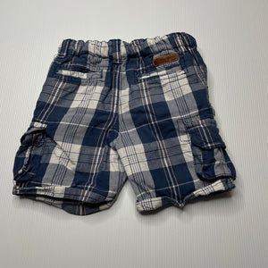 Boys Little Rebel, checked cotton cargo shorts, adjustable, GUC, size 0,  