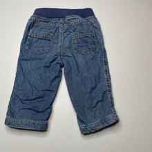 Load image into Gallery viewer, Boys Tiny Little Wonders, cotton lined denim pants, elasticated, FUC, size 00,  