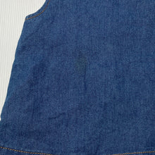 Load image into Gallery viewer, Girls Zara, denim overalls dress / pinafore, mark on back, FUC, size 0, L: 37cm