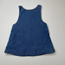 Load image into Gallery viewer, Girls Zara, denim overalls dress / pinafore, mark on back, FUC, size 0, L: 37cm