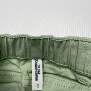 unisex 1964 Denim Co, green stretch cotton pants, elasticated, Inside leg: 18.5cm, FUC, size 1,  