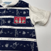 Load image into Gallery viewer, unisex Peter Rabbit, vintage navy &amp; white cotton romper, GUC, size 0,  