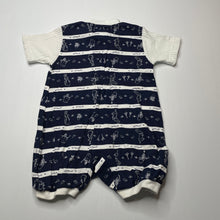 Load image into Gallery viewer, unisex Peter Rabbit, vintage navy &amp; white cotton romper, GUC, size 0,  