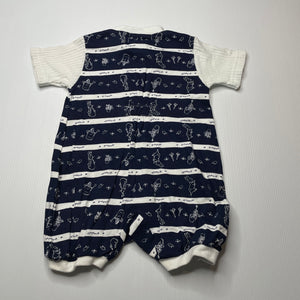 unisex Peter Rabbit, vintage navy & white cotton romper, GUC, size 0,  