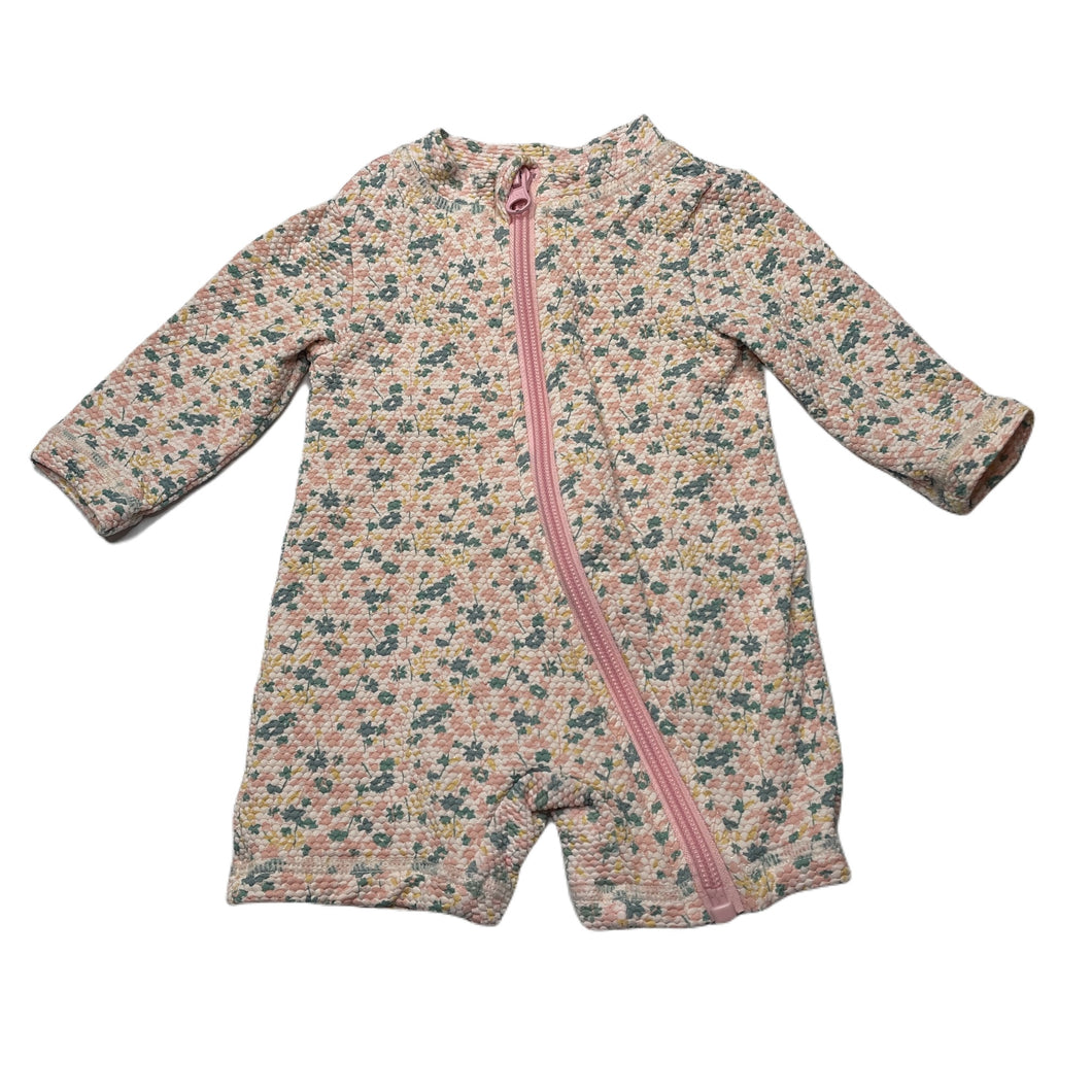 Girls Anko, floral long sleeve swim one-piece, GUC, size 000,  