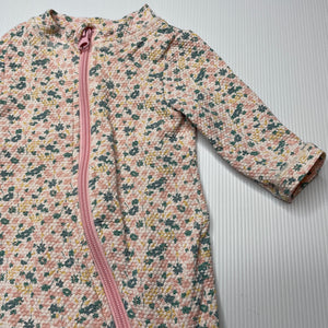 Girls Anko, floral long sleeve swim one-piece, GUC, size 000,  