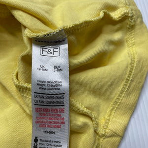 Girls F&F, yellow cotton ruffle top, GUC, size 1,  