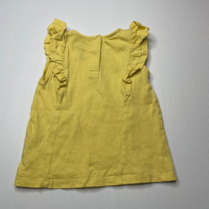 Girls F&F, yellow cotton ruffle top, GUC, size 1,  