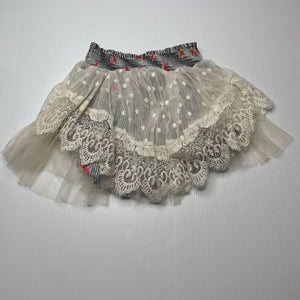 Girls PAPER WINGS, floral cotton & lace skirt, elasticated, GUC, size 3,  