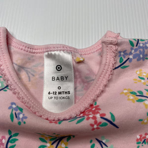 Girls Target, pink floral cotton bodysuit / romper, EUC, size 0,  