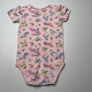 Girls Target, pink floral cotton bodysuit / romper, EUC, size 0,  