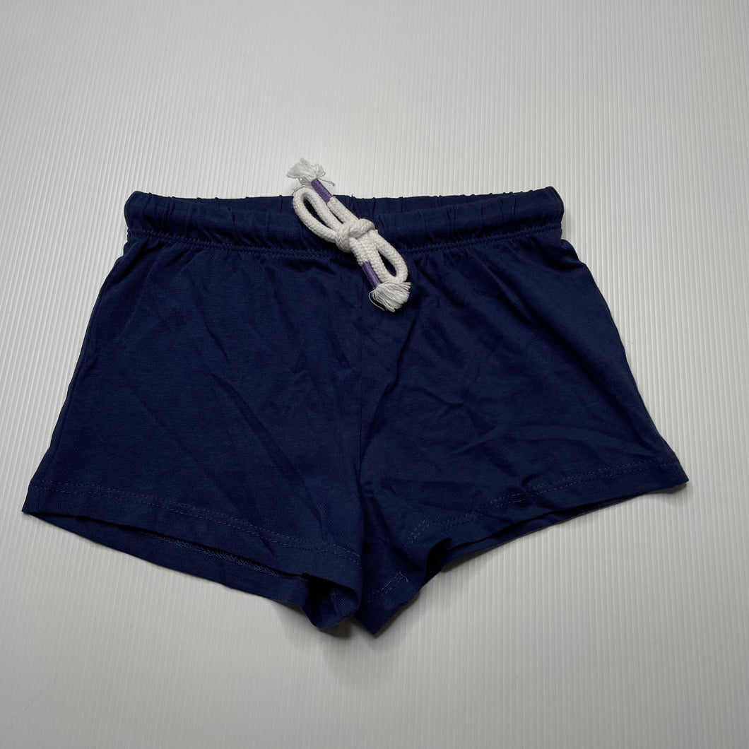 Girls Favourites, navy Aust cotton shorts, elasticated, EUC, size 3,  