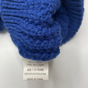 unisex blue, chunky knit winter hat / beanie, EUC, size 7-10,  