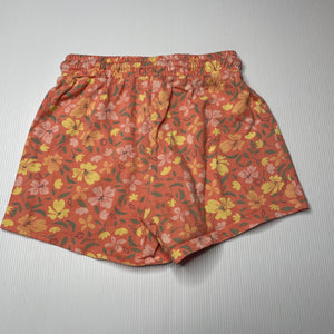 Girls Anko, orange cotton floral shorts, elasticated, GUC, size 5,  