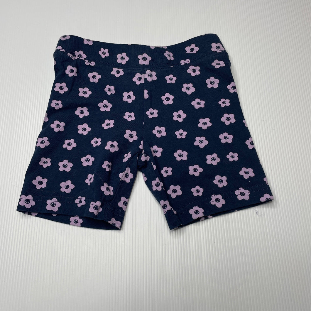 Girls Anko, navy floral bike shorts, elasticated, EUC, size 4,  