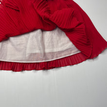 Load image into Gallery viewer, Girls lined, red pleated skirt, elasticated, L: 30cm, GUC, size 3-4,  