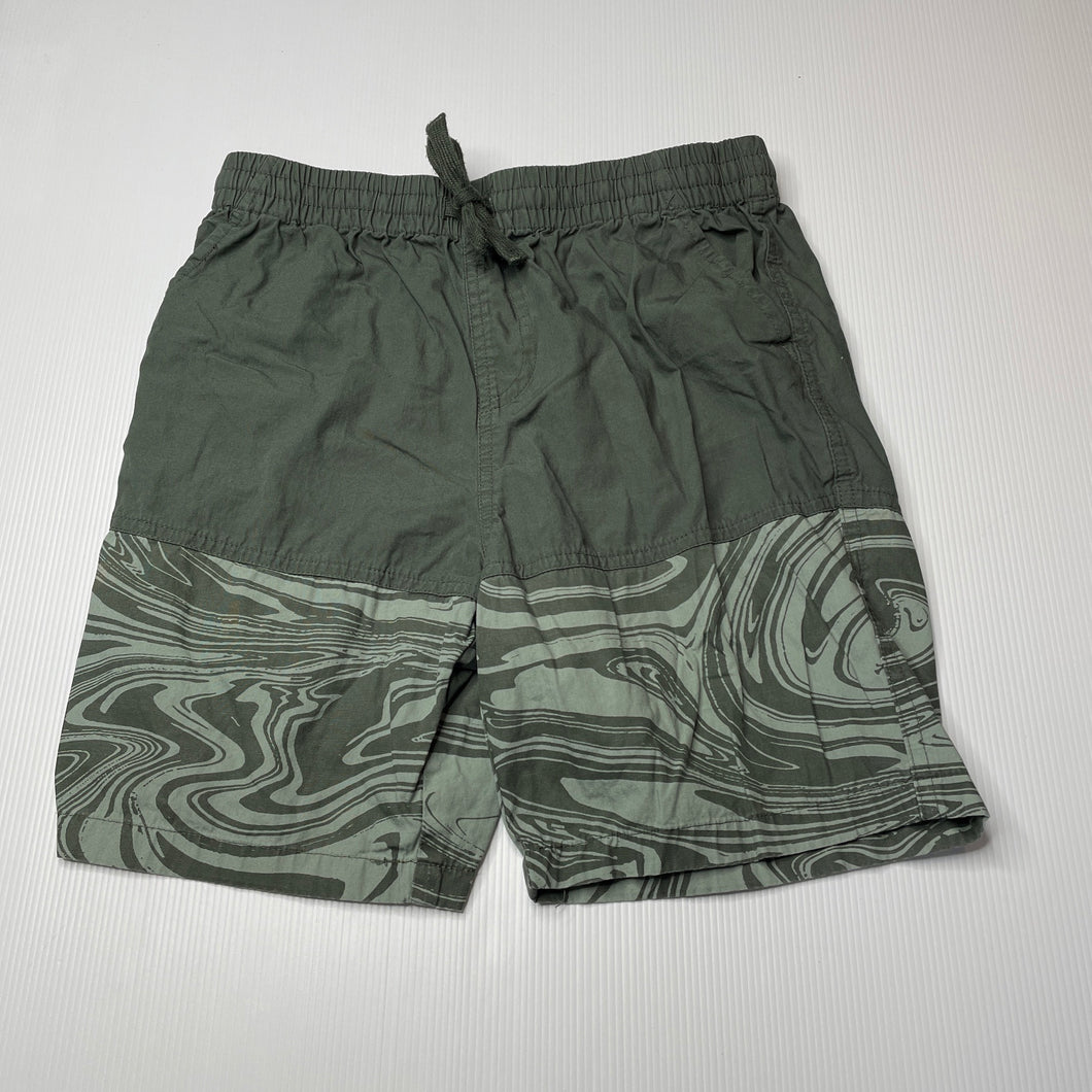 Boys KID, green lightweight cotton shorts, elasticated, EUC, size 12,  