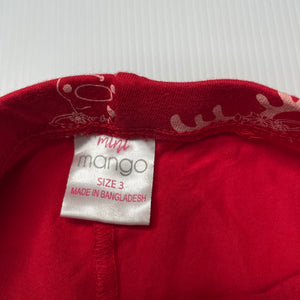 Girls Mango, red Christmas stretchy bike shorts, EUC, size 3,  