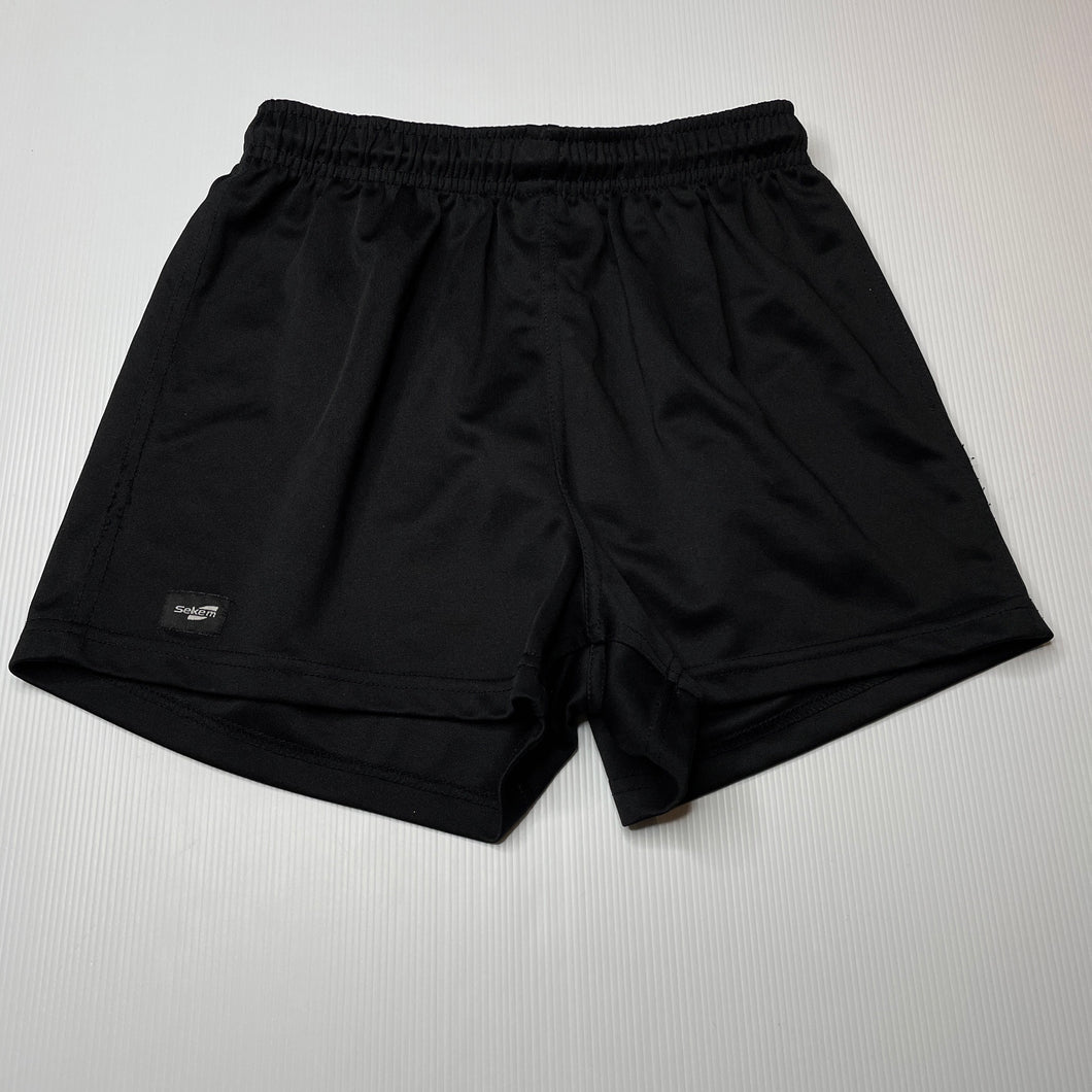 unisex Sekem, black sports / activewear shorts, elasticated, GUC, size 14,  