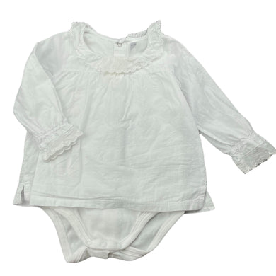 Girls Boulevard Petit, white cotton romper, light mark neck, FUC, size 0,  