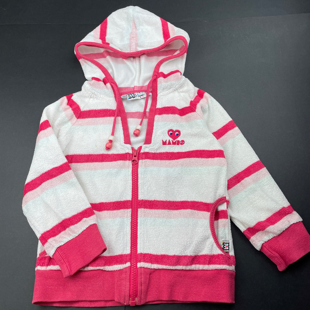 Girls Mambo, terry zip hoodie sweater, wash fade & small marks, FUC, size 4,  