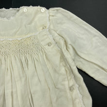 Load image into Gallery viewer, Girls VIYELLA, vintage wool / cotton smocked dress, slight discolouration, FUC, size 0, L: 41cm