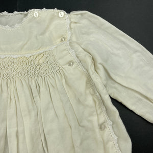 Girls VIYELLA, vintage wool / cotton smocked dress, slight discolouration, FUC, size 0, L: 41cm