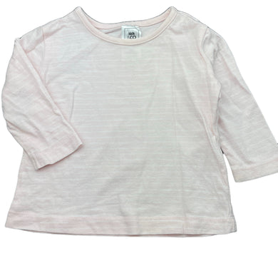 Girls Kids & Co, pink stripe cotton long sleeve top, GUC, size 00,  