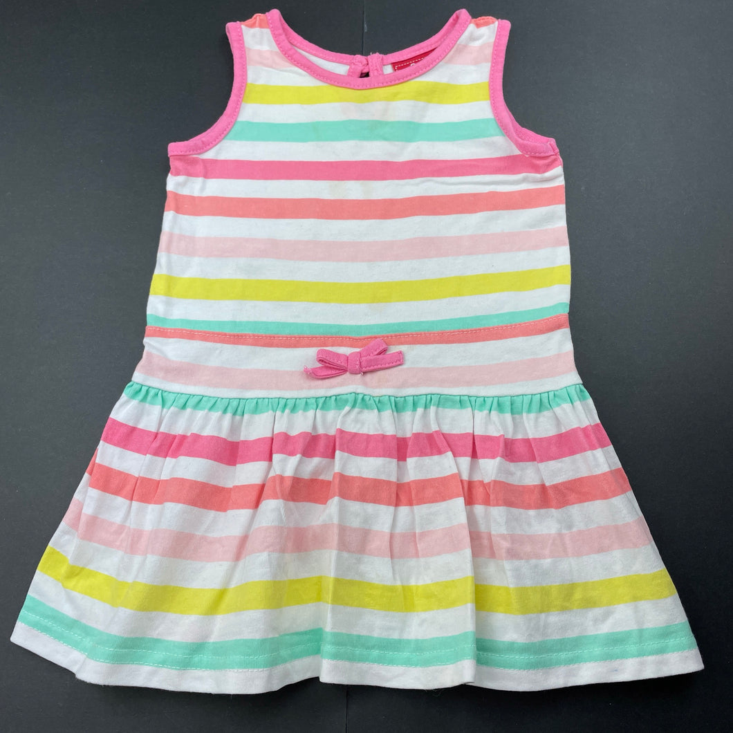 Girls Sprout, striped cotton casual dress, FUC, size 0, L: 39cm