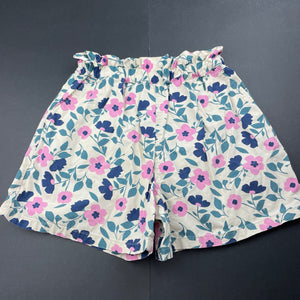 Girls Uniqlo, floral cotton shorts, elasticated, FUC, size 7-8,  