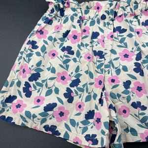 Girls Uniqlo, floral cotton shorts, elasticated, FUC, size 7-8,  