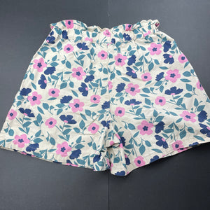 Girls Uniqlo, floral cotton shorts, elasticated, FUC, size 7-8,  