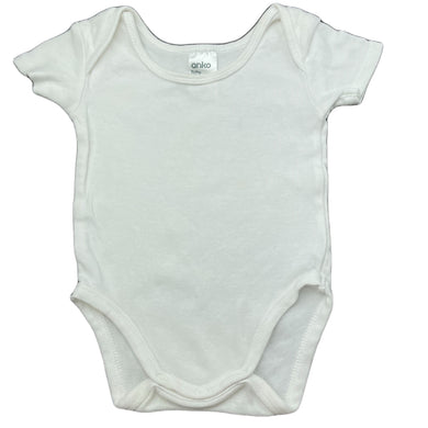 unisex Anko, white cotton bodysuit / romper, FUC, size 00,  