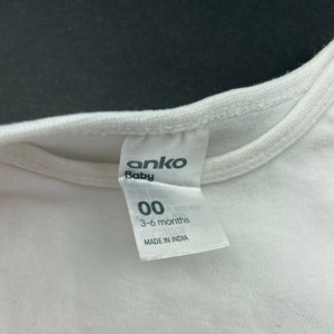 unisex Anko, white cotton bodysuit / romper, FUC, size 00,  