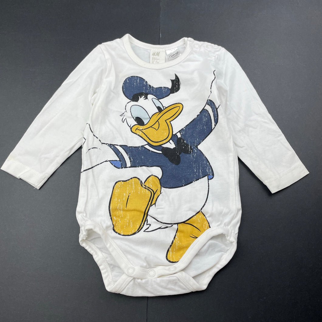 unisex H&M, Disney Donald Duck cotton romper, light mark on sleeve, FUC, size 00,  