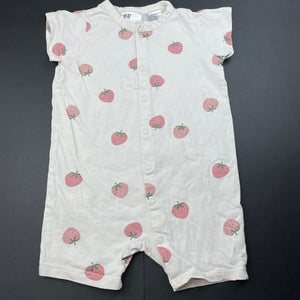 Girls H&M, cotton romper, strawberries, FUC, size 1,  