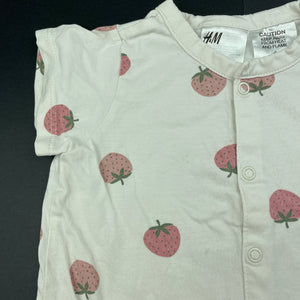 Girls H&M, cotton romper, strawberries, FUC, size 1,  