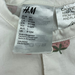 Girls H&M, cotton romper, strawberries, FUC, size 1,  