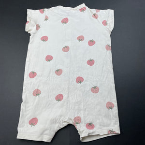 Girls H&M, cotton romper, strawberries, FUC, size 1,  