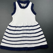 Load image into Gallery viewer, Girls Meritas, vintage navy &amp; white knit dress, FUC, size 0, L: 36cm