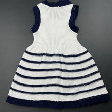 Load image into Gallery viewer, Girls Meritas, vintage navy &amp; white knit dress, FUC, size 0, L: 36cm