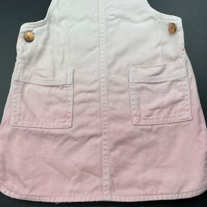 Girls 1964 Denim Co, pink ombre denim overalls dress, GUC, size 3, L: 51cm